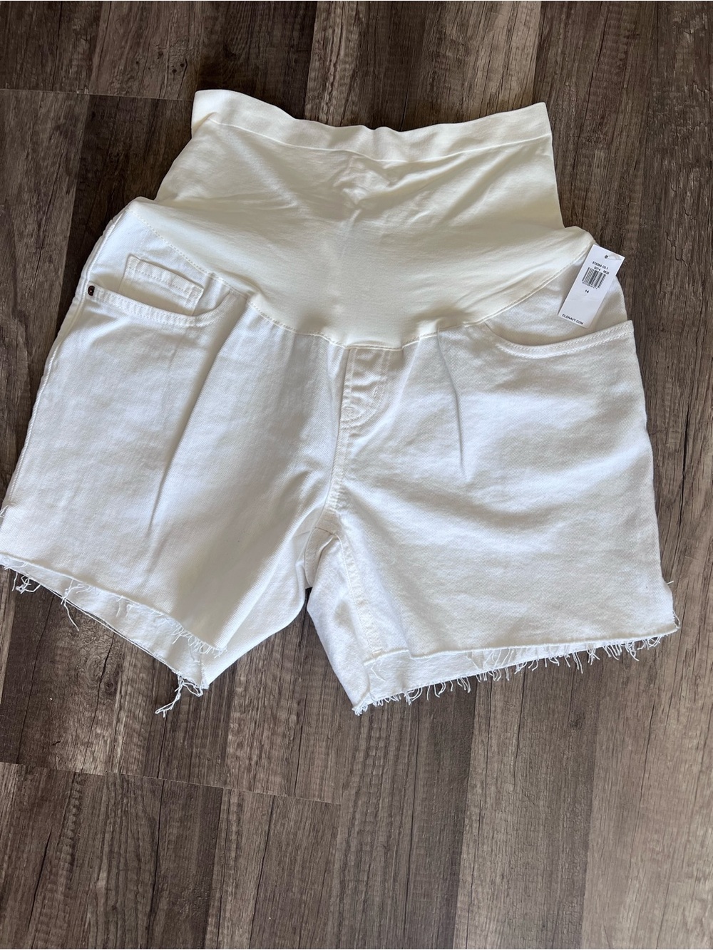 Old Navy White High-Waist Maternity Denim Shorts